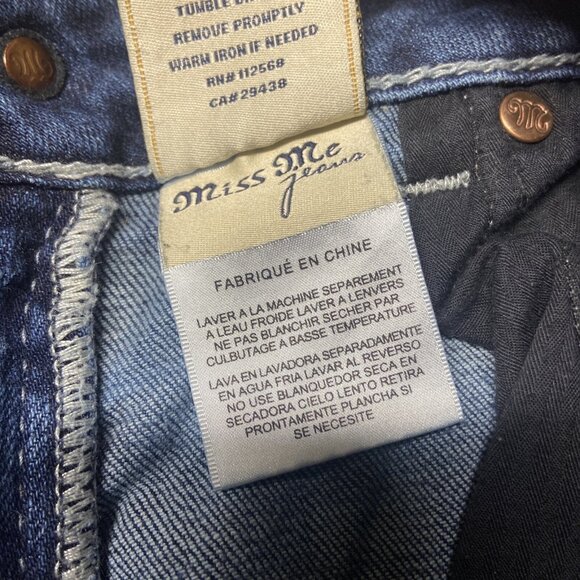 Miss Me Womens 27X32 Blue Denim Jeans  Skinny Jewelled Stretch Fleur De Lis - Picture 7 of 9